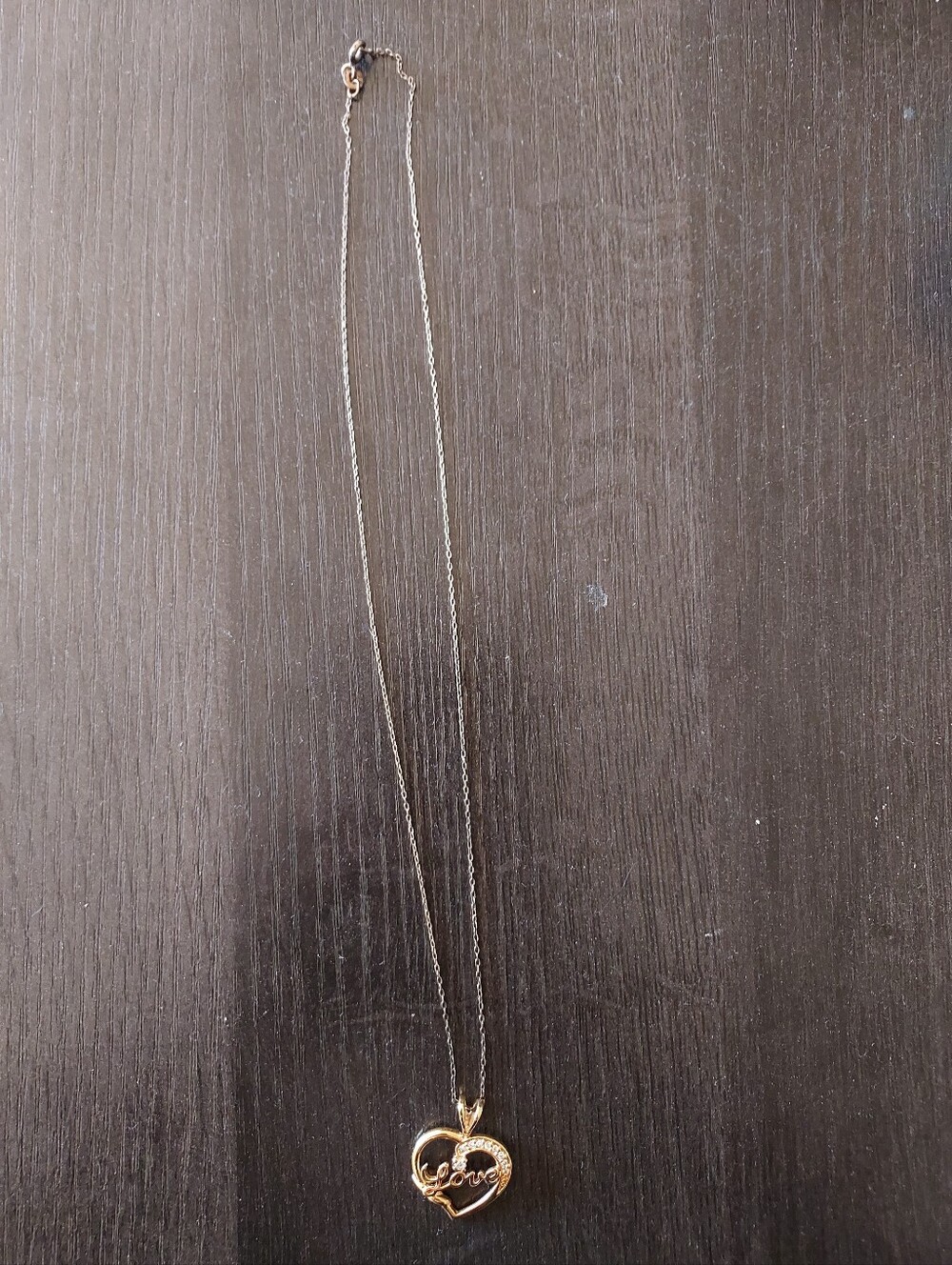 Gold Heart Pendant Necklace with 'Love' Script - Women Jewelry